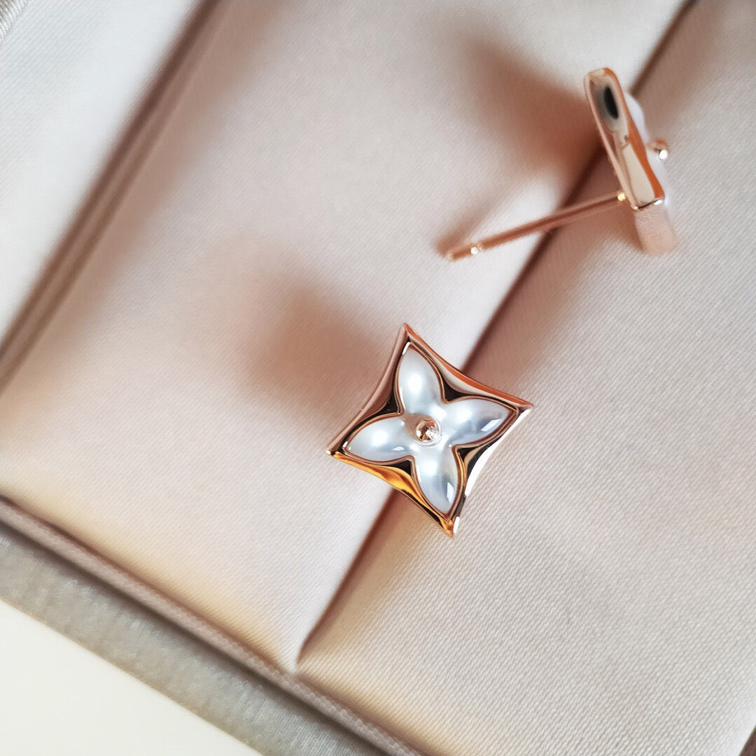 [Clover]STAR MOP PINK GOLD EARRINGS