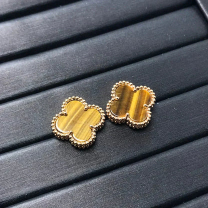 [Clover]CLOVER MEDIUM 1 MOTIFS TIGER EYE EARRINGS