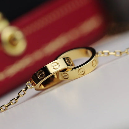 [Clover]LOVE NECKLACE DOUBLE RING GOLD
