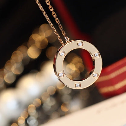 [Clover]LOVE NECKLACE 16MM 6 DIAMONDS PINK GOLD