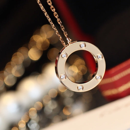[Clover]LOVE NECKLACE 16MM 6 DIAMONDS PINK GOLD