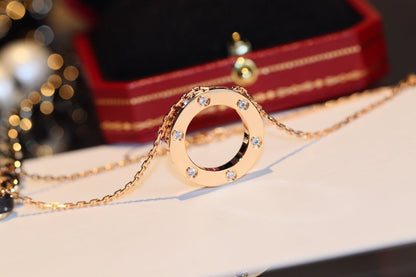 [Clover]LOVE NECKLACE 16MM 6 DIAMONDS PINK GOLD