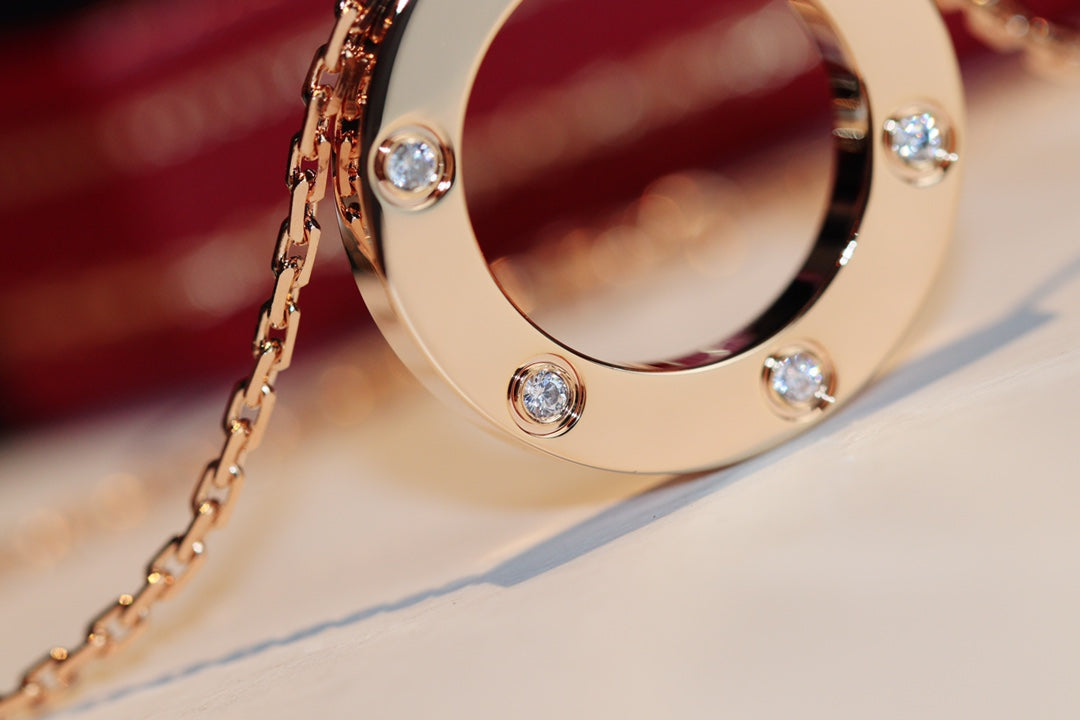 [Clover]LOVE NECKLACE 16MM 6 DIAMONDS PINK GOLD