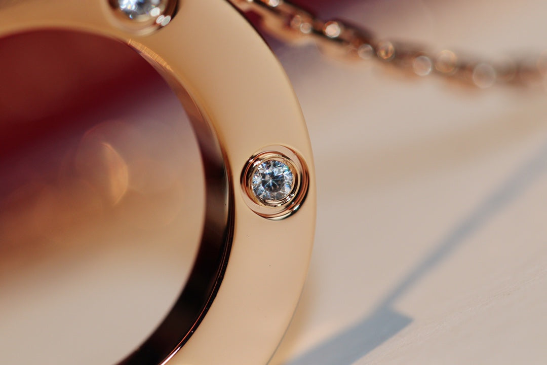 [Clover]LOVE NECKLACE 16MM 6 DIAMONDS PINK GOLD