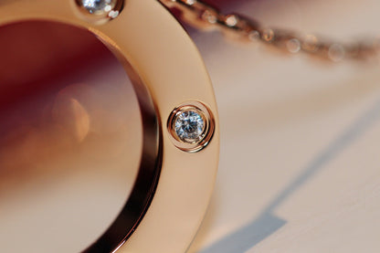 [Clover]LOVE NECKLACE 16MM 6 DIAMONDS PINK GOLD