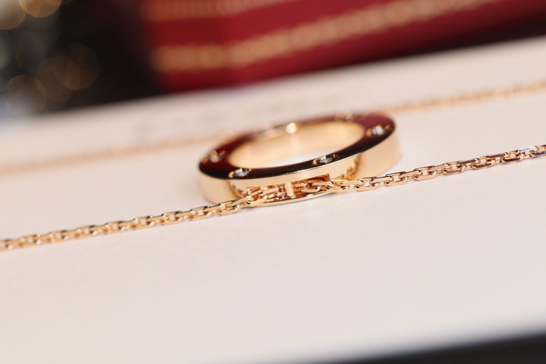 [Clover]LOVE NECKLACE 16MM 6 DIAMONDS PINK GOLD