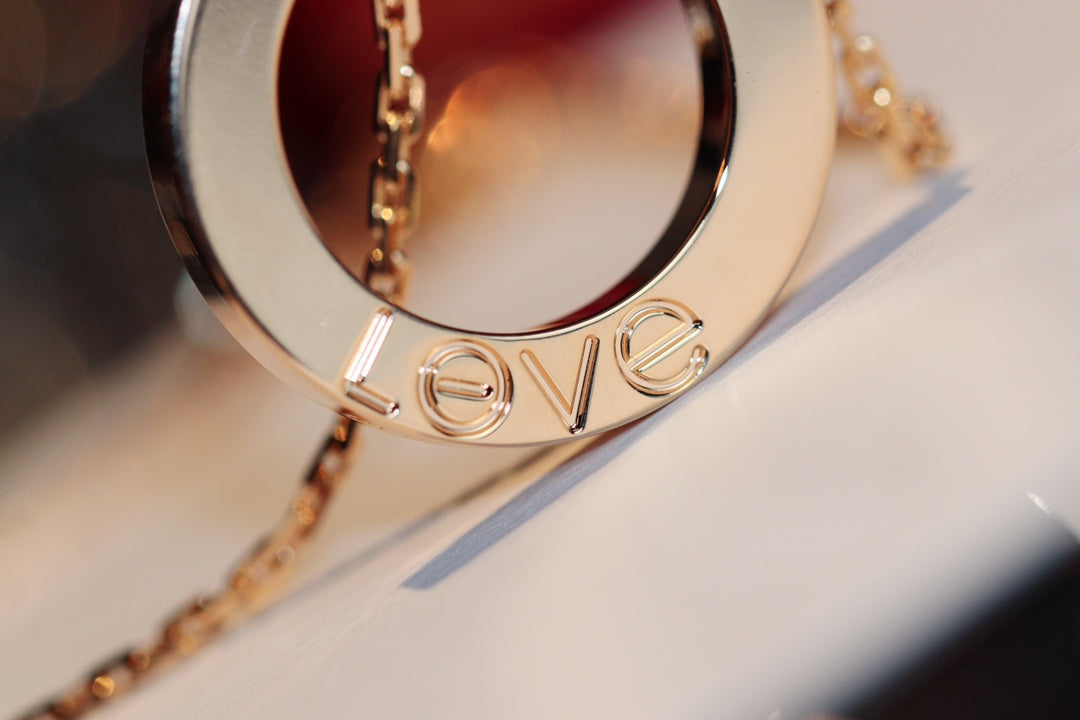 [Clover]LOVE NECKLACE 16MM 6 DIAMONDS PINK GOLD