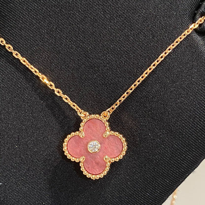 [Clover]CLOVER 15MM DIAMOND RHODONITE NECKLACE
