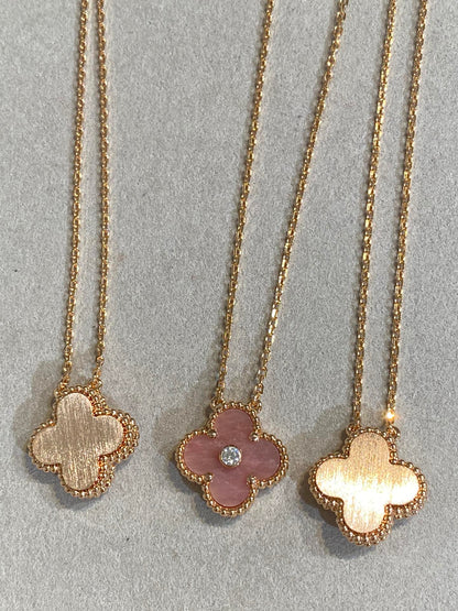 [Clover]CLOVER 15MM DIAMOND RHODONITE NECKLACE