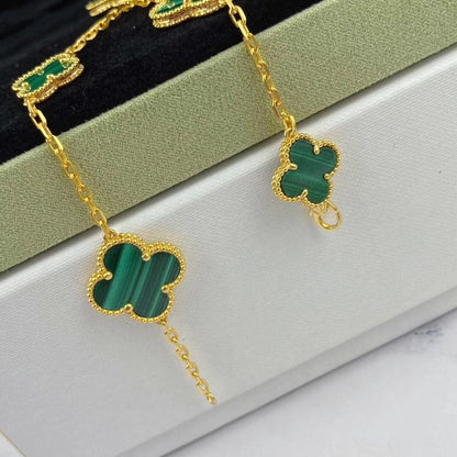 [Clover]MAGIC CLOVER MALACHITE GOLD BRACELET 5 MOTIFS