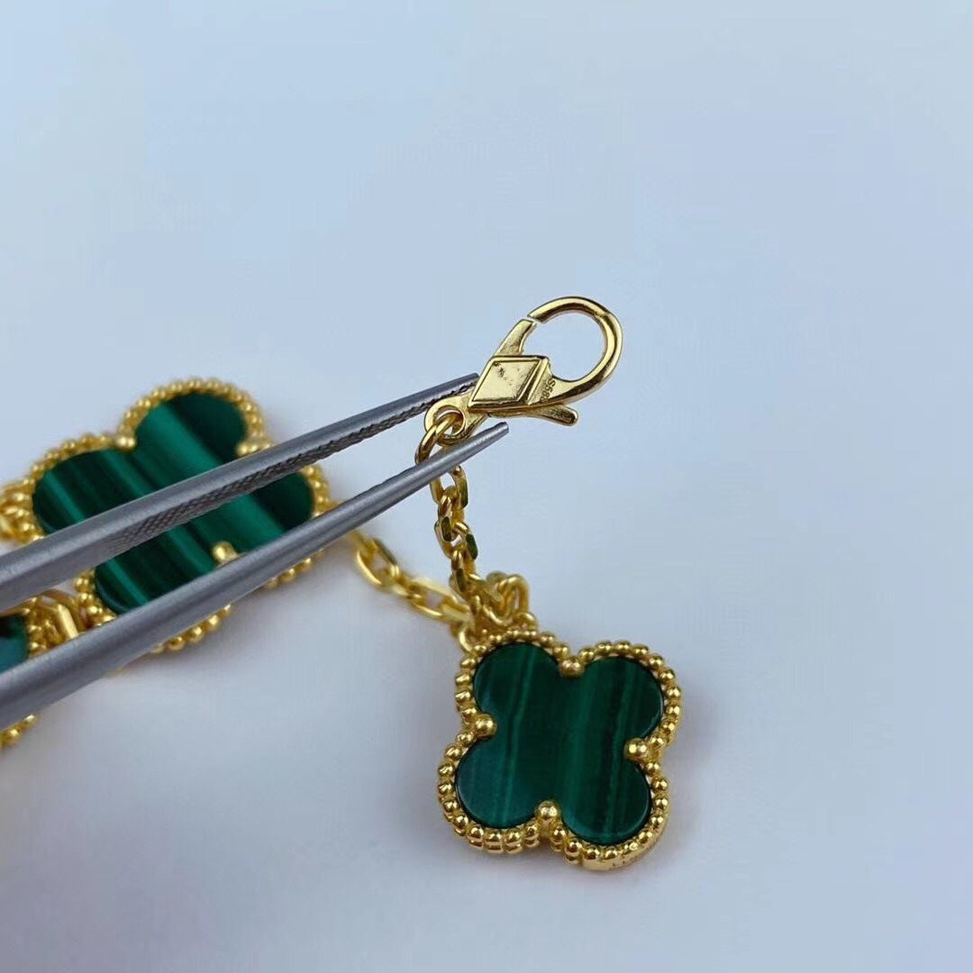 [Clover]MAGIC CLOVER MALACHITE GOLD BRACELET 5 MOTIFS
