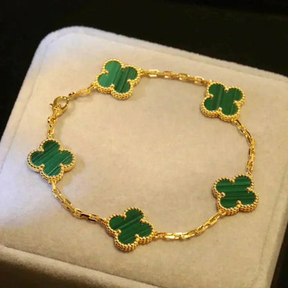 [Clover]CLOVER 5 MOTIFS MALACHITE BRACELET