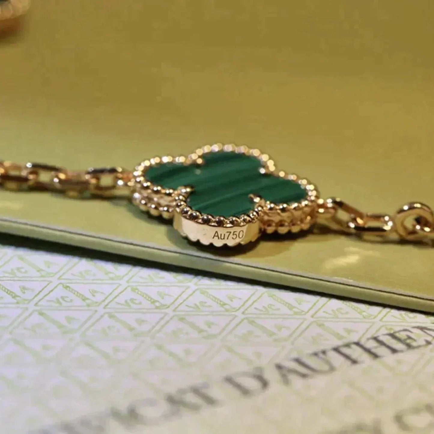 [Clover]CLOVER 5 MOTIFS MALACHITE BRACELET