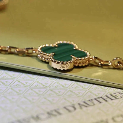 [Clover]CLOVER 5 MOTIFS MALACHITE BRACELET