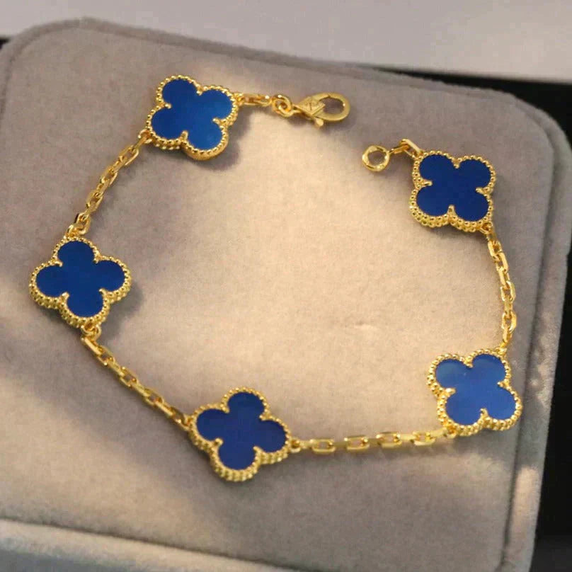[Clover]CLOVER 5 MOTIFS BLUE AGATE BRACELET