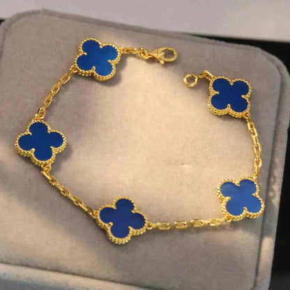 [Clover]CLOVER 5 MOTIFS BLUE AGATE BRACELET