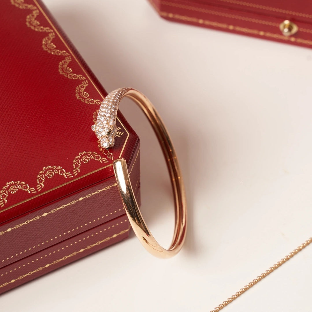 [Clover]PANTHERE ROSE GOLD DIAMOND OPEN BRACELET