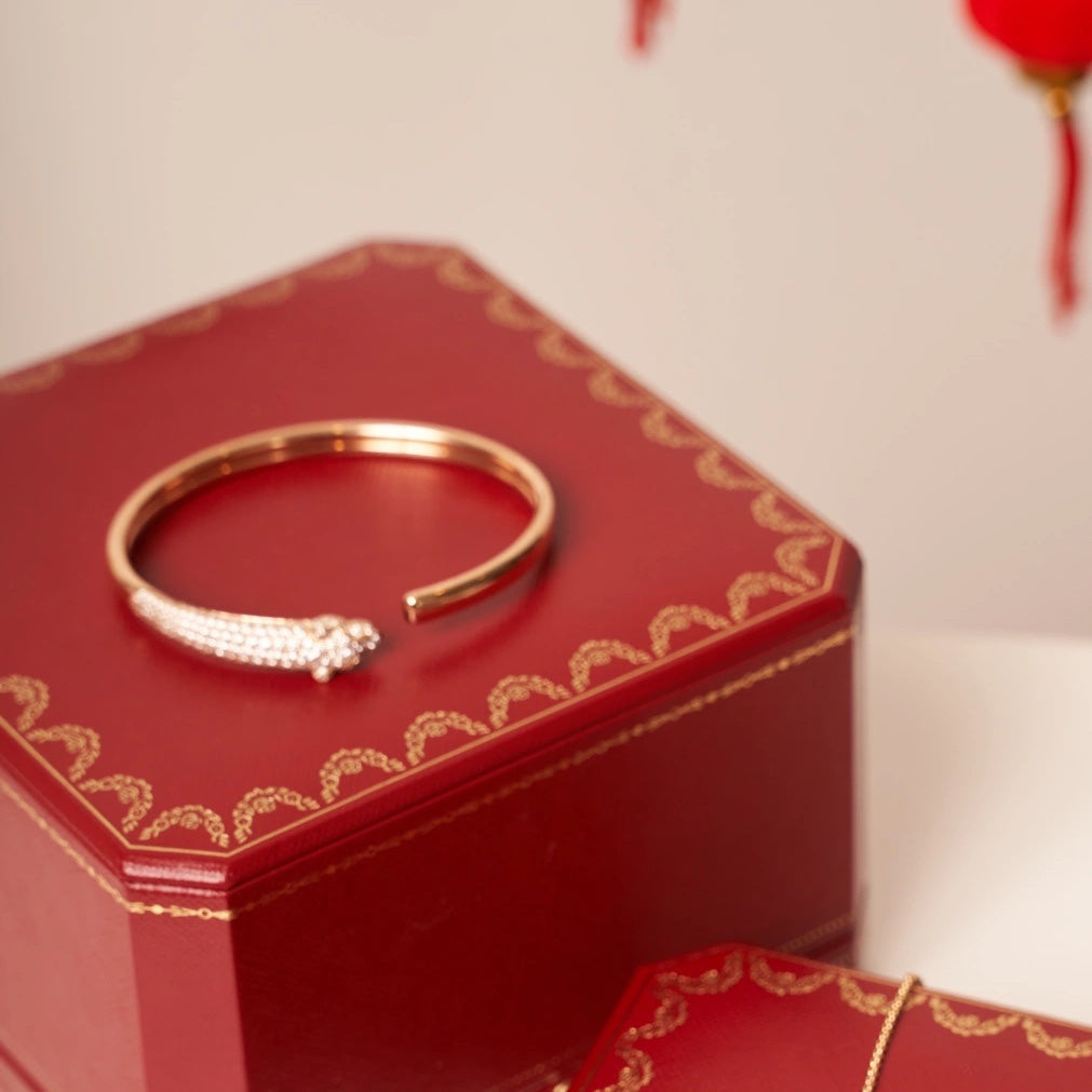 [Clover]PANTHERE ROSE GOLD DIAMOND OPEN BRACELET