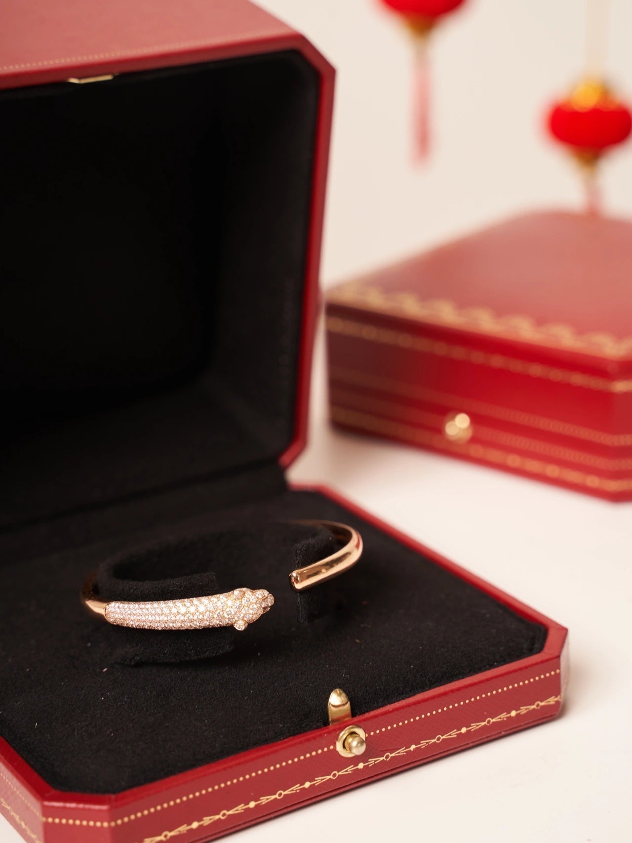 [Clover]PANTHERE ROSE GOLD DIAMOND OPEN BRACELET