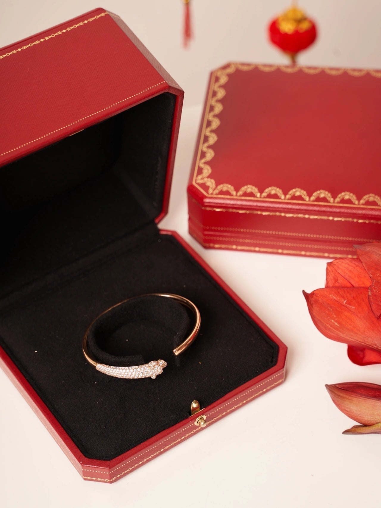 [Clover]PANTHERE ROSE GOLD DIAMOND OPEN BRACELET