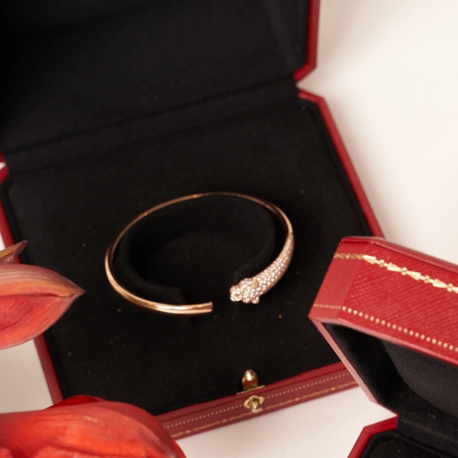 [Clover]PANTHERE ROSE GOLD DIAMOND OPEN BRACELET