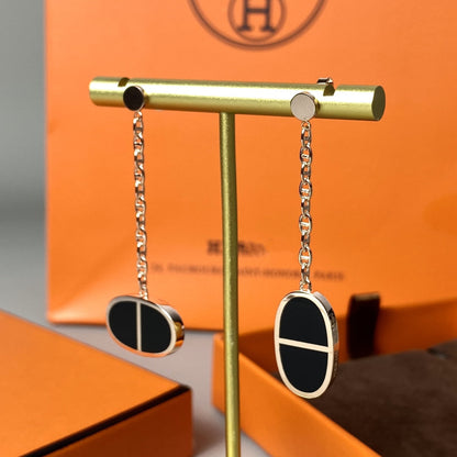 [Clover]CHAINE VERSO BLACK CERAMIC EARRINGS