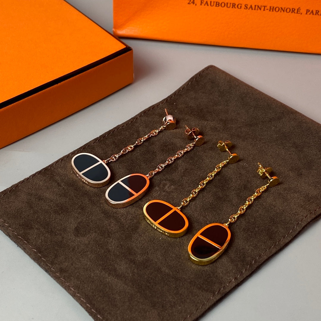 [Clover]CHAINE VERSO BLACK CERAMIC EARRINGS