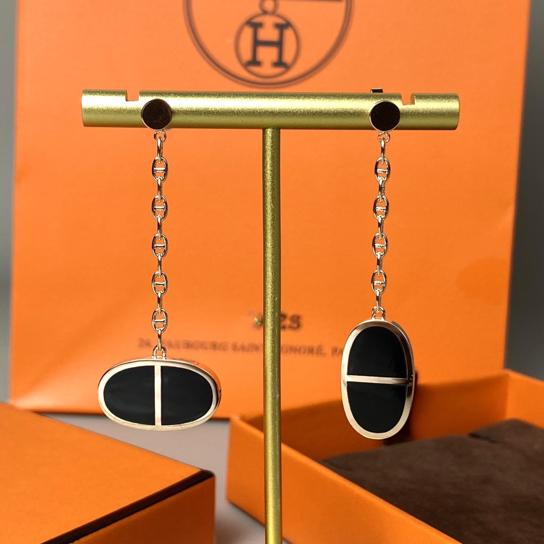 [Clover]CHAINE VERSO BLACK CERAMIC EARRINGS
