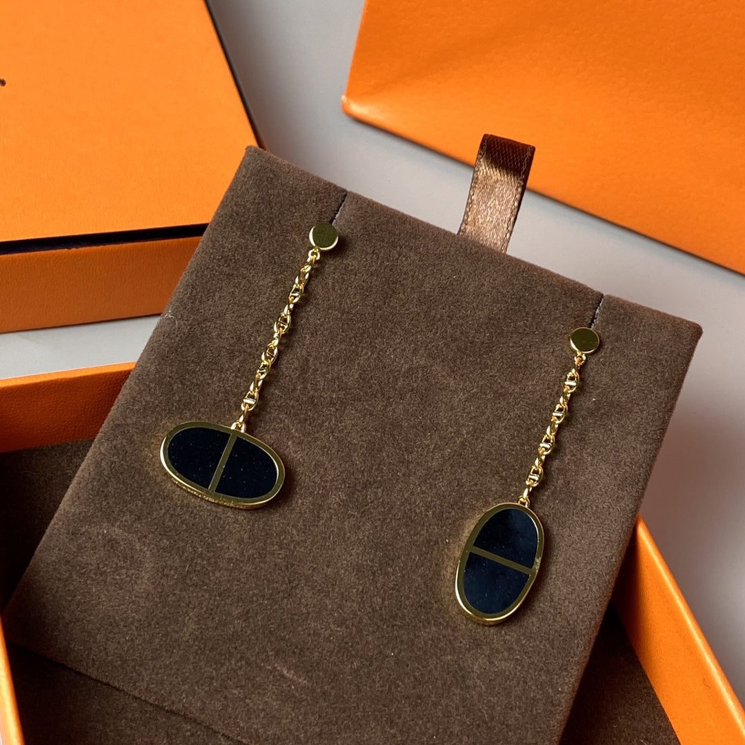 [Clover]CHAINE VERSO BLACK CERAMIC EARRINGS