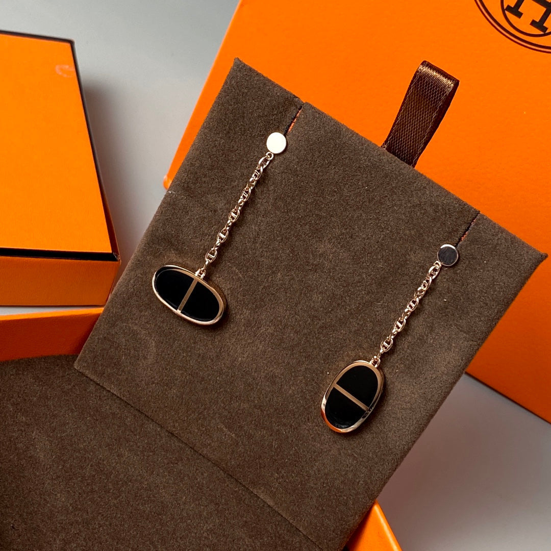 [Clover]CHAINE VERSO BLACK CERAMIC EARRINGS
