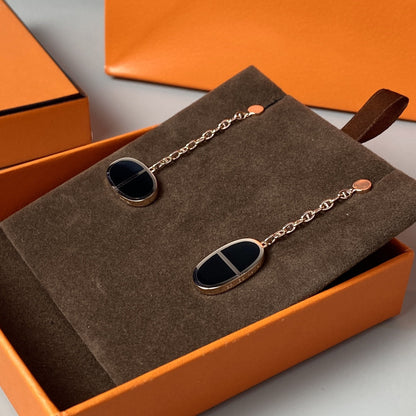 [Clover]CHAINE VERSO BLACK CERAMIC EARRINGS