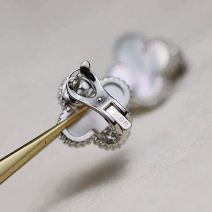 [Clover]CLOVER MEDIUM 1 MOTIFS  WHITE MOP EARRINGS SILVER