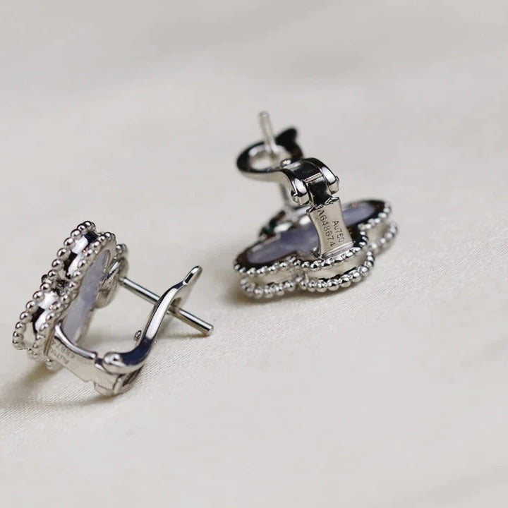 [Clover]CLOVER MEDIUM 1 MOTIFS  WHITE MOP EARRINGS SILVER
