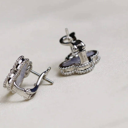 [Clover]CLOVER MEDIUM 1 MOTIFS  WHITE MOP EARRINGS SILVER