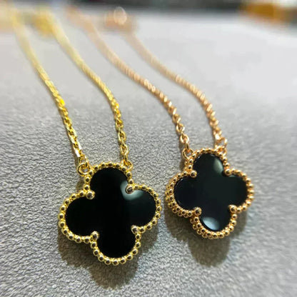[Clover]CLOVER 15MM BLACK ONYX SINGLE FLOWER NECKLACE