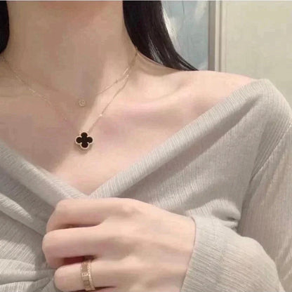 [Clover]CLOVER 15MM BLACK ONYX SINGLE FLOWER NECKLACE
