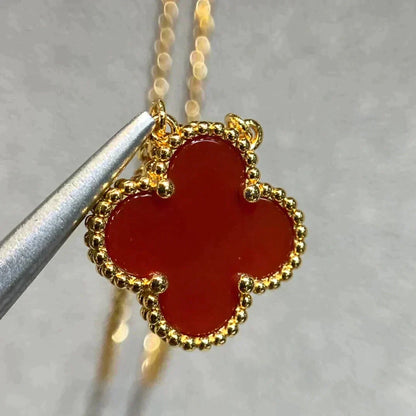 [Clover]CLOVER 15MM CARNELIAN SINGLE FLOWER NECKLACE