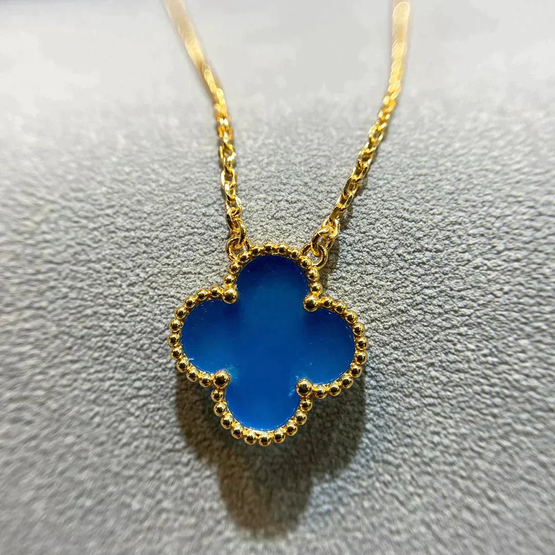 [Clover]CLOVER 15MM BLUE AGATE NECKLACE