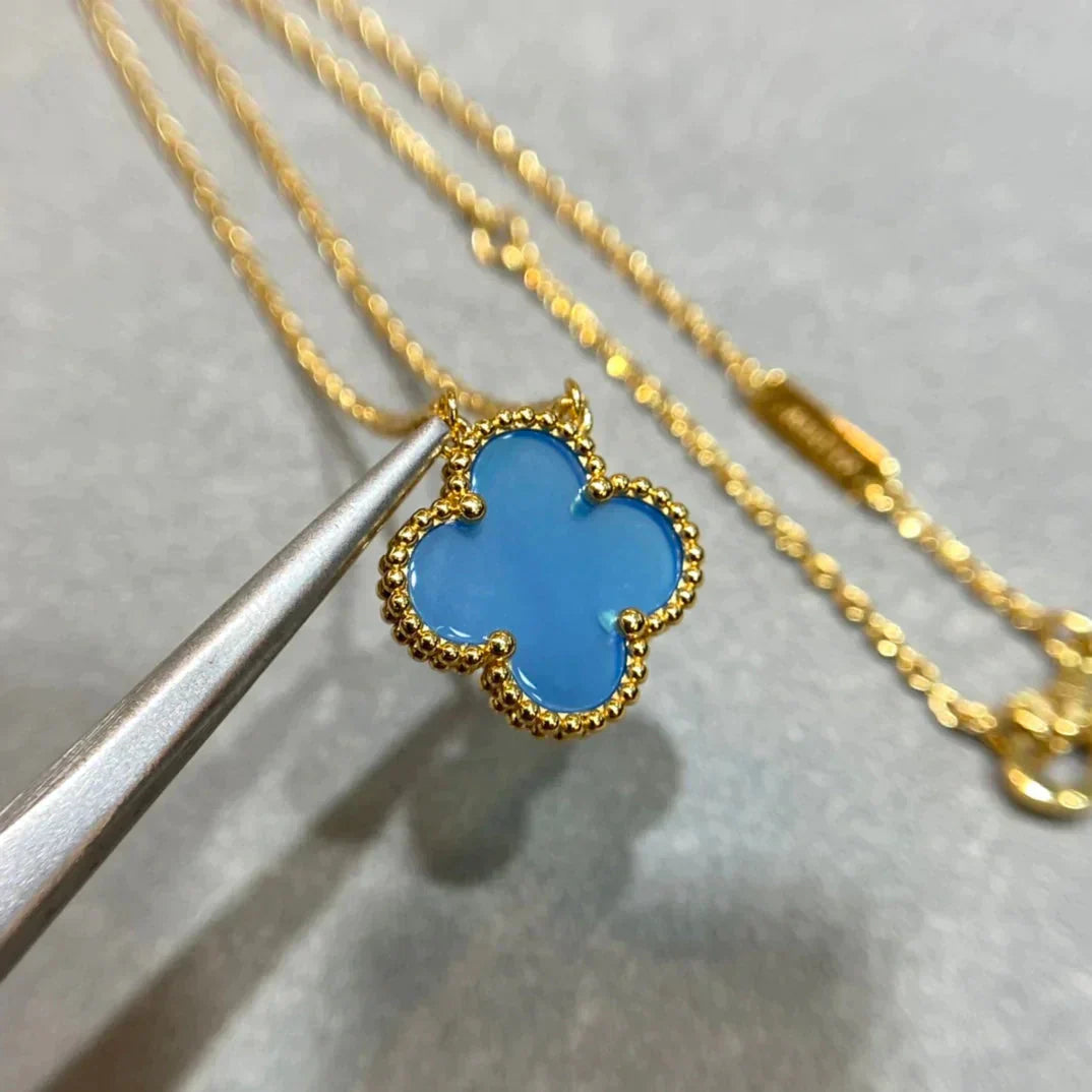 [Clover]CLOVER 15MM BLUE AGATE NECKLACE