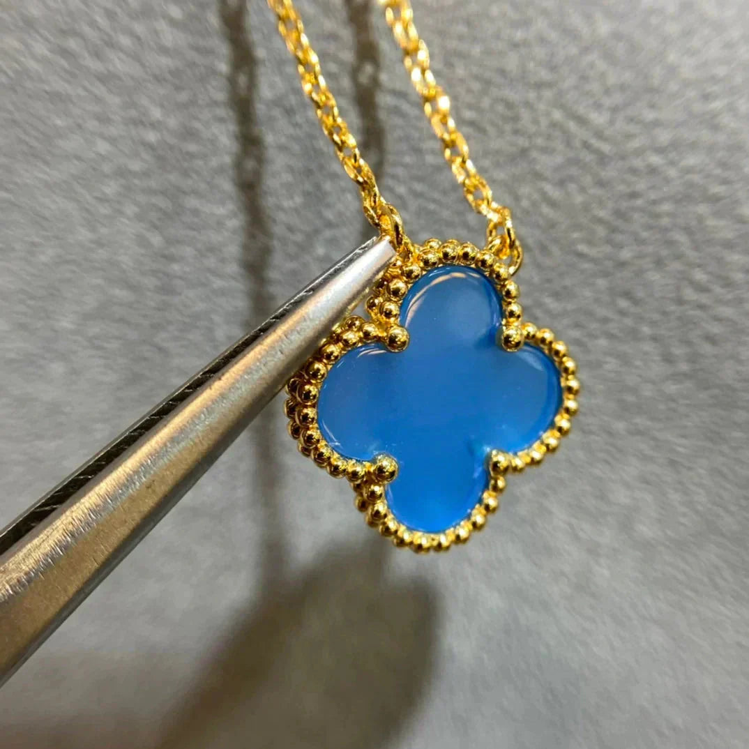 [Clover]CLOVER 15MM BLUE AGATE NECKLACE