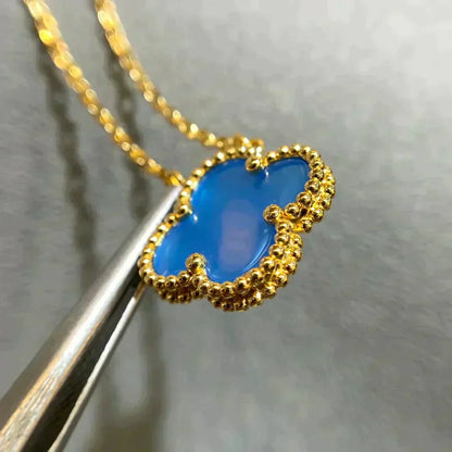 [Clover]CLOVER 15MM BLUE AGATE NECKLACE