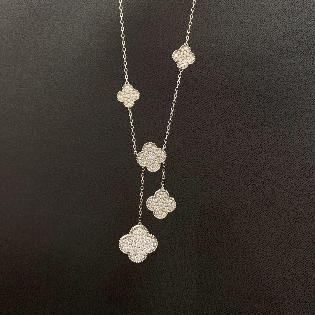 [Clover]CLOVER 5 MOTIFS SILVER DIAMONDS NECKLACE