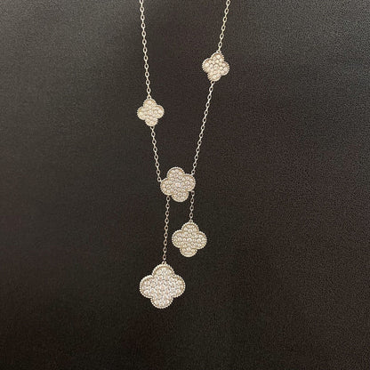 [Clover]CLOVER 5 MOTIFS SILVER DIAMONDS NECKLACE
