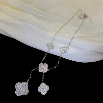 [Clover]CLOVER 5 MOTIFS SILVER DIAMONDS NECKLACE