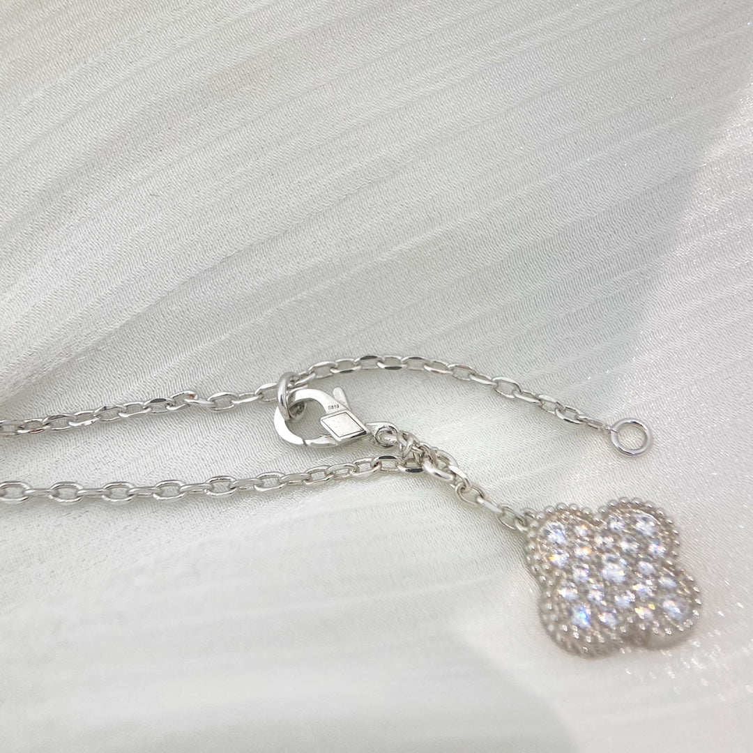 [Clover]CLOVER 5 MOTIFS SILVER DIAMONDS NECKLACE