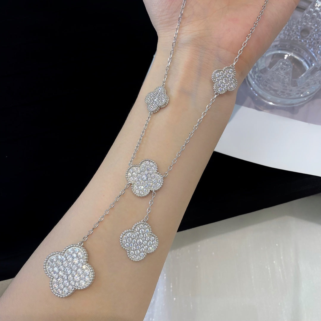 [Clover]CLOVER 5 MOTIFS SILVER DIAMONDS NECKLACE