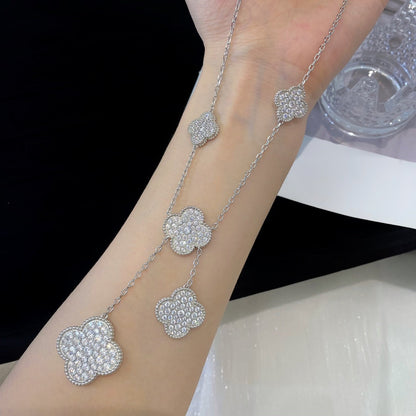 [Clover]CLOVER 5 MOTIFS SILVER DIAMONDS NECKLACE