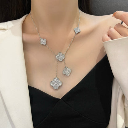 [Clover]CLOVER 5 MOTIFS SILVER DIAMONDS NECKLACE