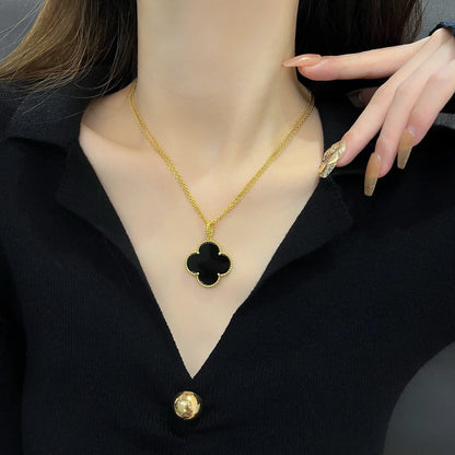 [Clover]CLOVER 25MM NECKLACE GOLD ONYX