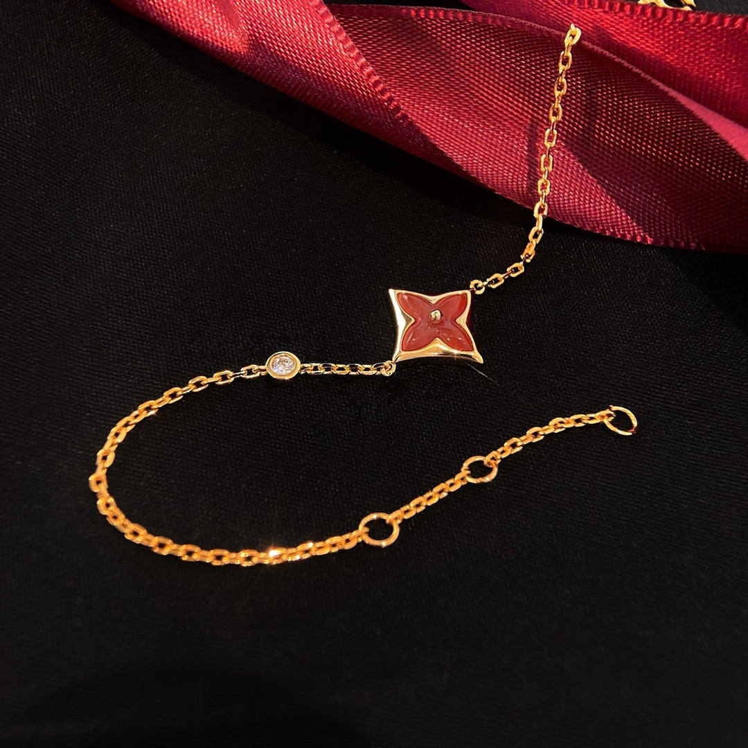 [Clover]COLOR STAR CARNELIAN PINK GOLD DIAMOND BRACELET